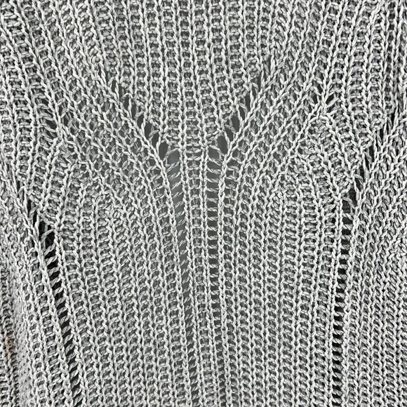 Anthropologie Moth long Midi Light Gray open knit cardigan SZ M - Picture 6 of 10